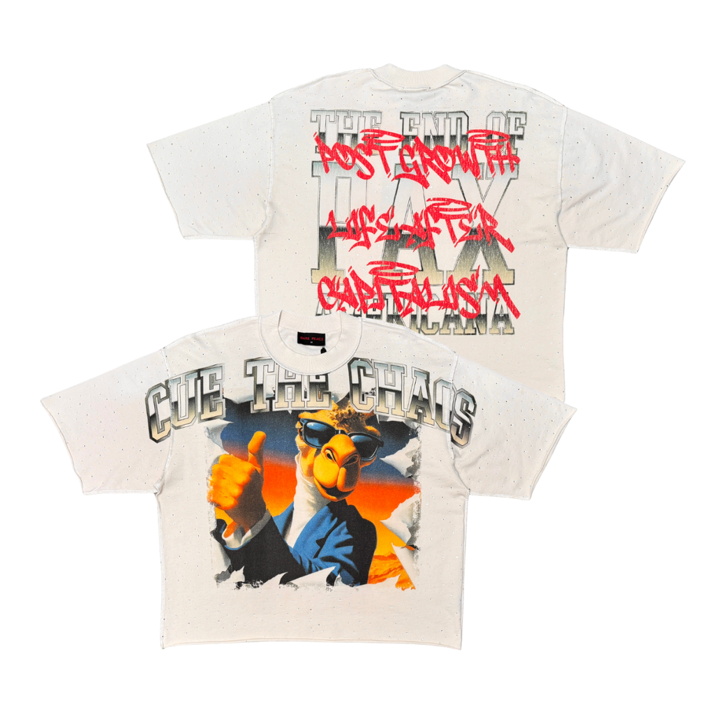 Rare Peace MINI F TERRY CUE THE CHAOS CAMEL TEE W/ RHINESTONE DETAIL
