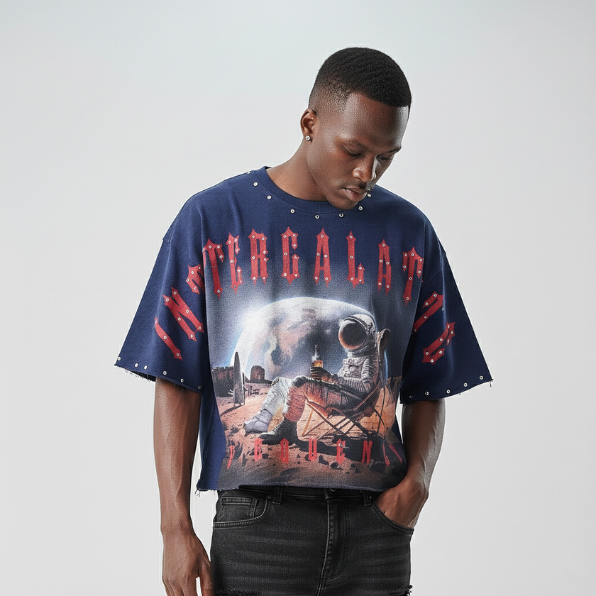 Taker "INTERGALACTIC FREQUENCY" cropped Tshirt