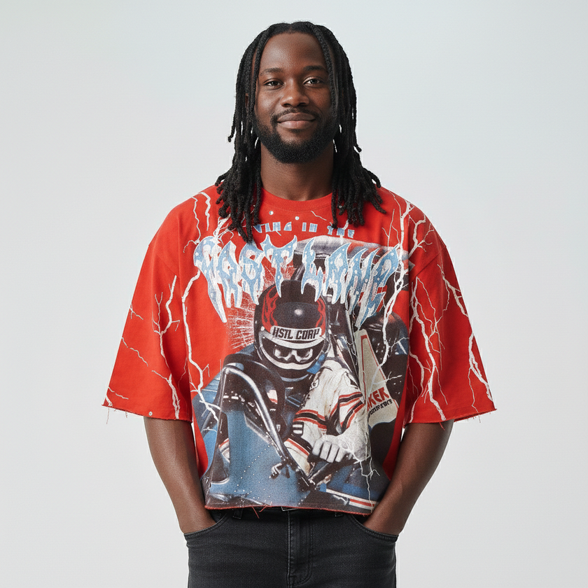 Taker "LIVING IN THE FAST LANE" Cropped Tshirt