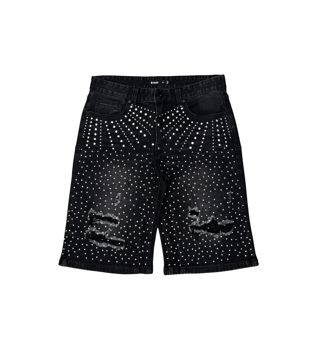 Kloud9 ALL OVER RHINESTONE DENIM SHORTS