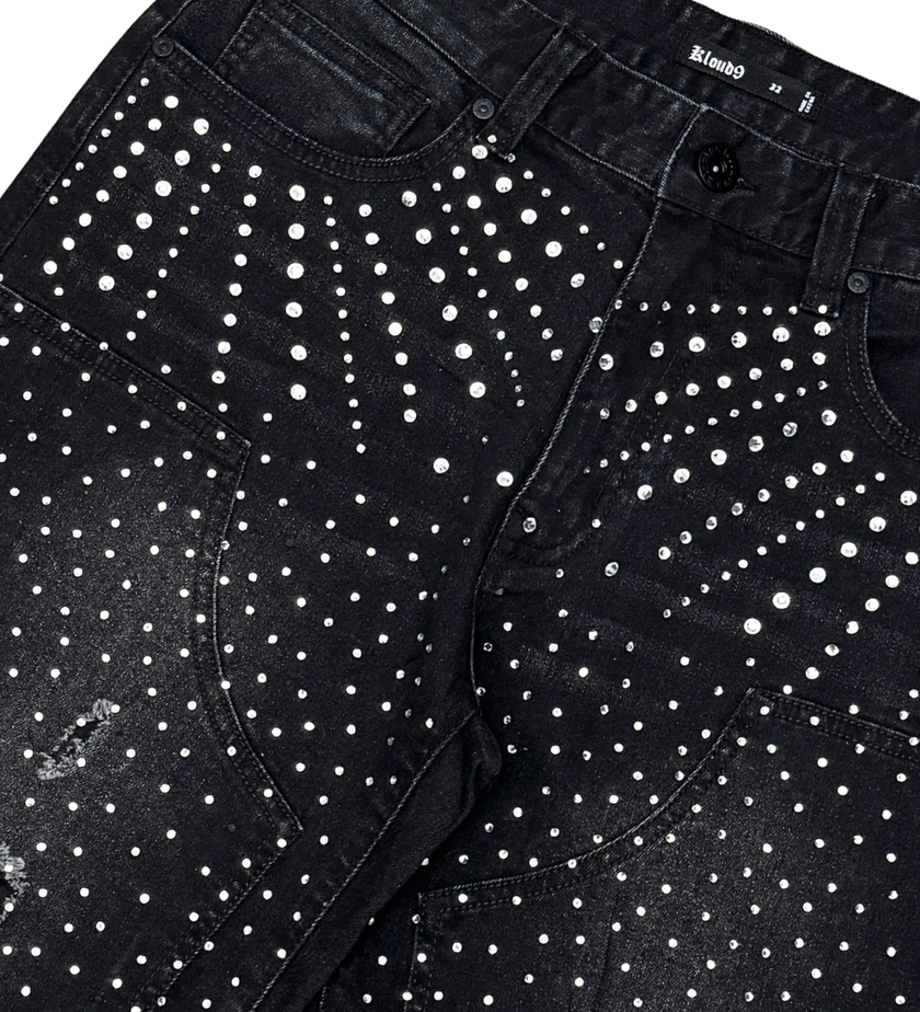 Kloud9 ALL OVER RHINESTONE DENIM SHORTS
