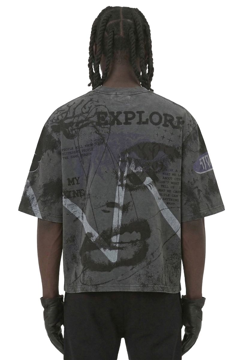 STORM88 SHIDO GREY CROPPED TSHIRT
