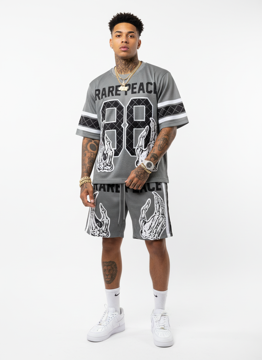 Rare Peace MESH JERSEY + SHORT SET W/ RHINESTONE DETAIL