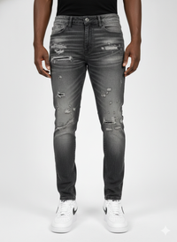 THREAD THEORY  MEN'S RIP AND REPAIR SKINNY FIT JEANS