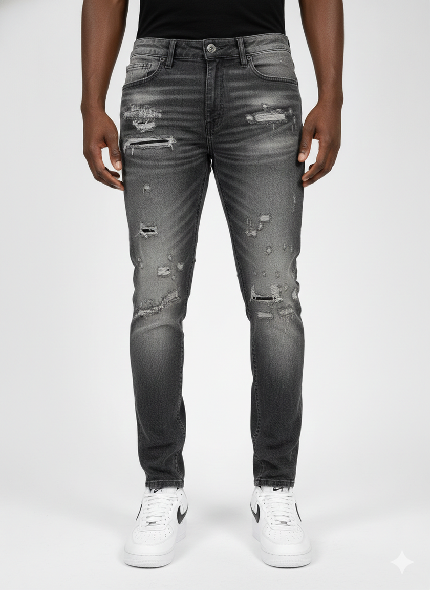 THREAD THEORY  MEN'S RIP AND REPAIR SKINNY FIT JEANS