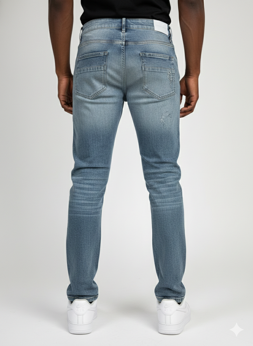 THREAD THEORY MEN'S RIP AND REPAIR SKINNY FIT JEANS