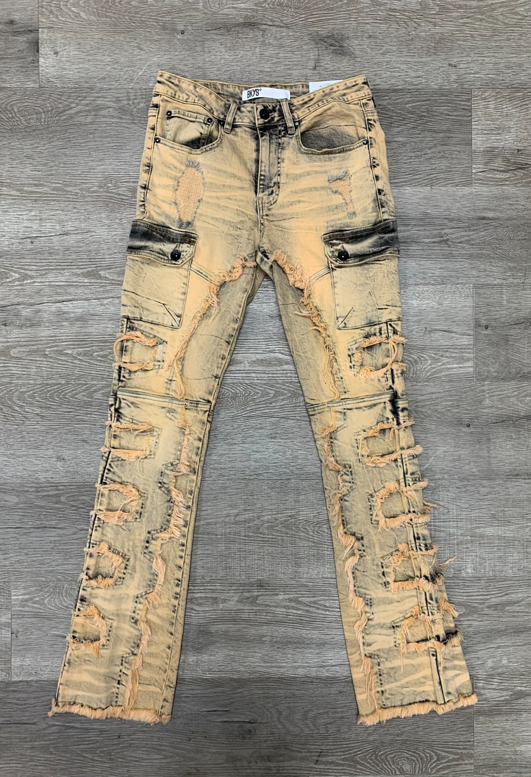 BKYS COLOR WASHED DENIM STACK PANTS