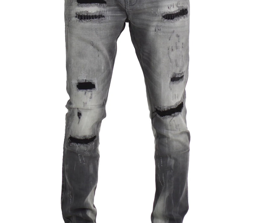 Focus Denim Rip & Repair Wash Grey/Black Jeans 5262