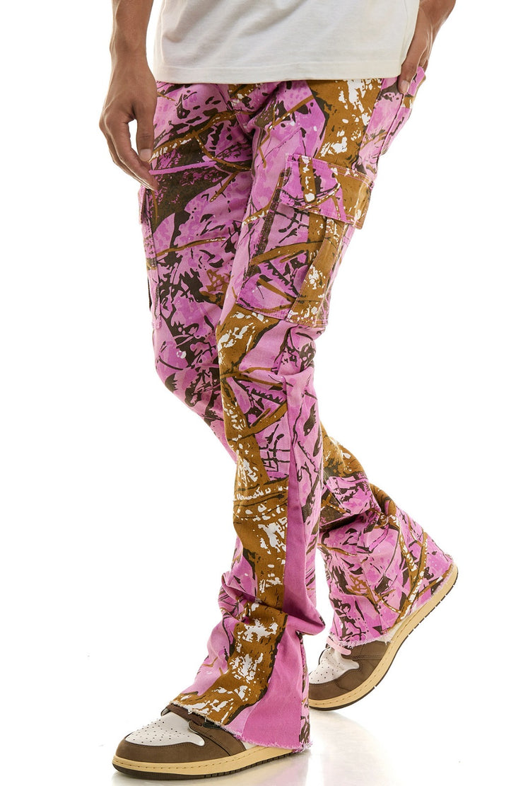 KDNK STACKED JEANS CAMO/PURPLE