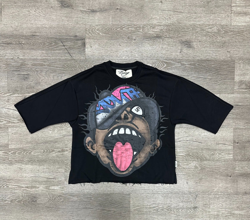 BKYS CRASH" F-TERRY 3/4 SLEEVE CROPPED T-SHIRT