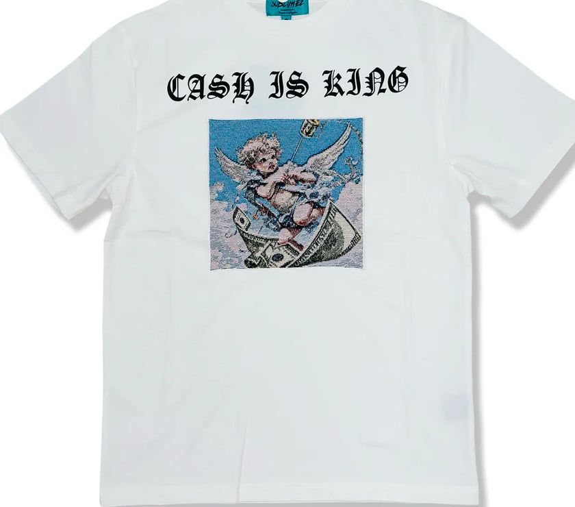 SUBLIMEZ NYC CASH IS KING EMBROIDERED BABY ANGEL TEE (CREAM)