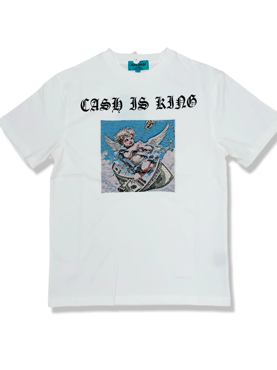 SUBLIMEZ NYC CASH IS KING EMBROIDERED BABY ANGEL TEE (CREAM)