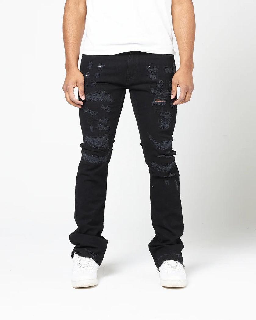 FWRD Men's Worn Down Stacked Flare Denim Jean