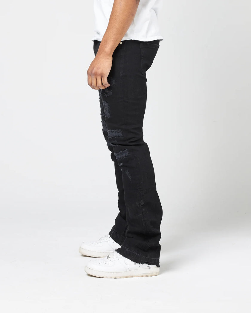 FWRD Men's Worn Down Stacked Flare Denim Jean