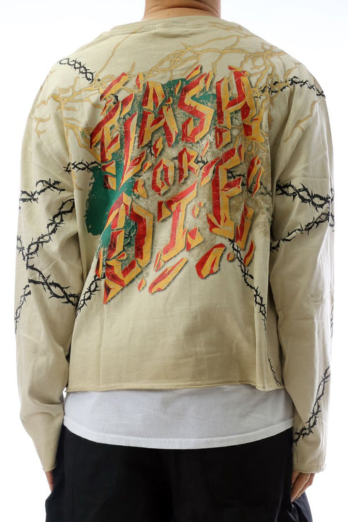 Kleep AGATE Washed S/N Jersey Long Sleeve Crop Top Tees.