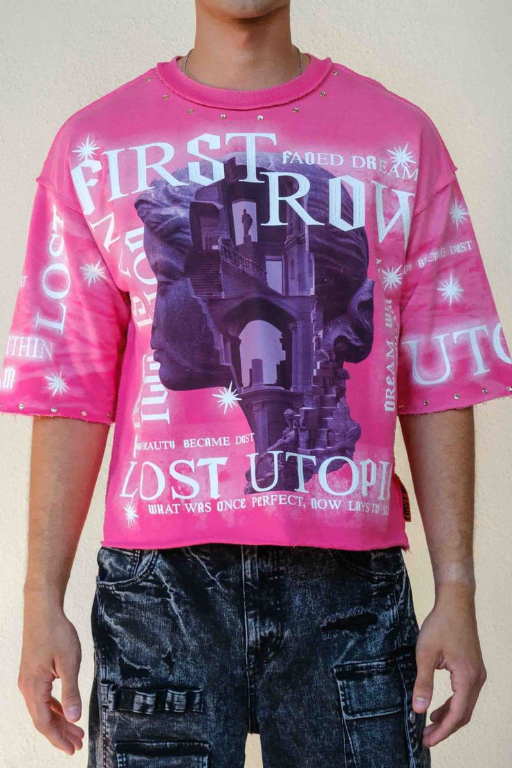 First Row LOST UTOPIA OBLIVION CROPPED TEE