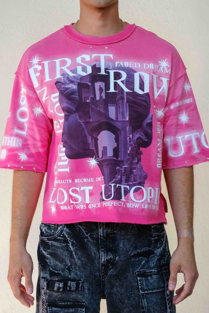 First Row LOST UTOPIA OBLIVION CROPPED TEE
