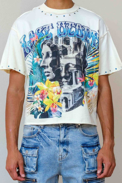 First Row LOST UTOPIA FADED DREAM CROPPED TEE