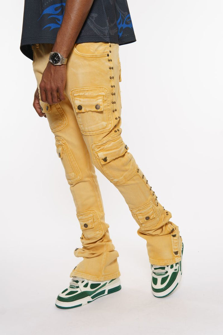 Vicious STUDDED WARRIOR CARGO FLARE FIT DENIM