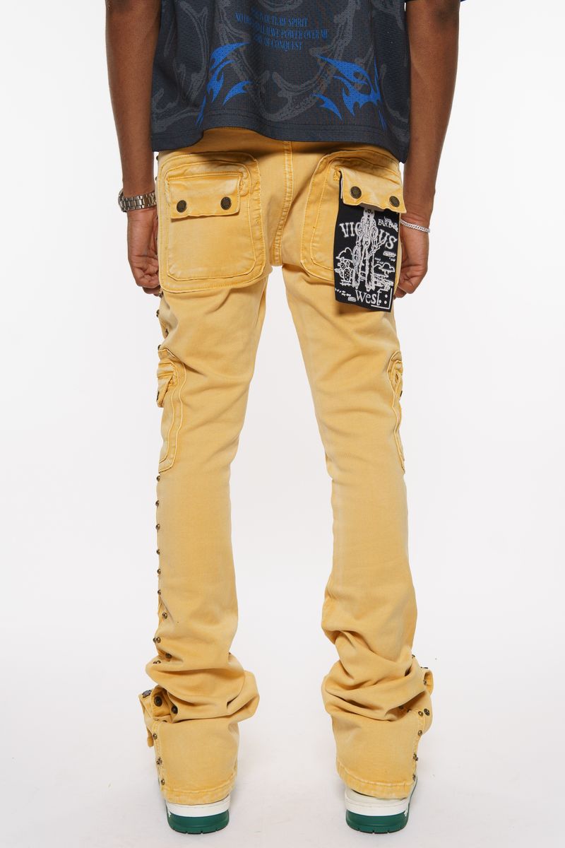 Vicious STUDDED WARRIOR CARGO FLARE FIT DENIM