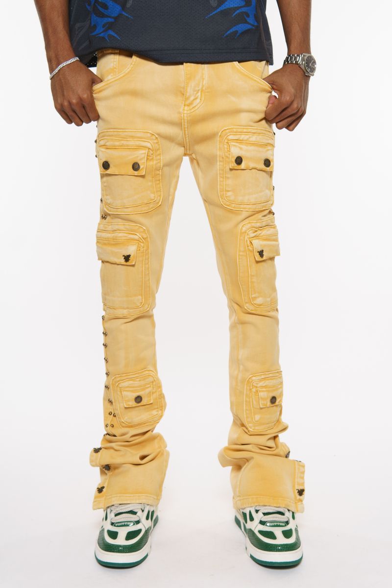 Vicious STUDDED WARRIOR CARGO FLARE FIT DENIM