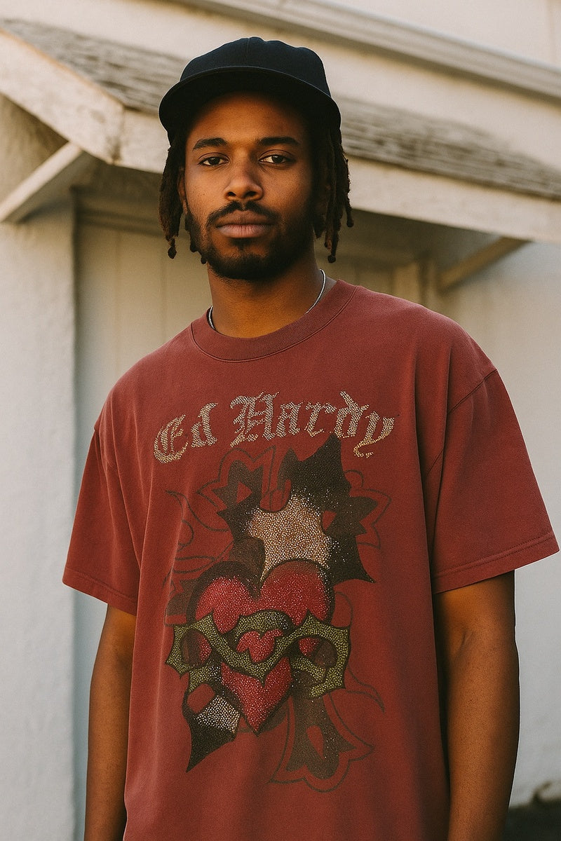 Ed Hardy SACRED HEART BOXY TEE