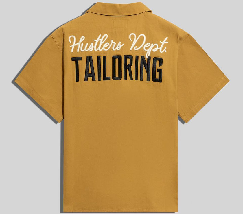 GFTD HUSTLERS WORK BUTTON UP SHIRT-YELLOW