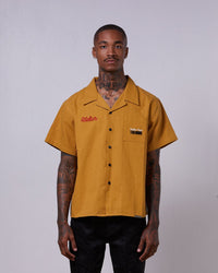 GFTD HUSTLERS WORK BUTTON UP SHIRT-YELLOW