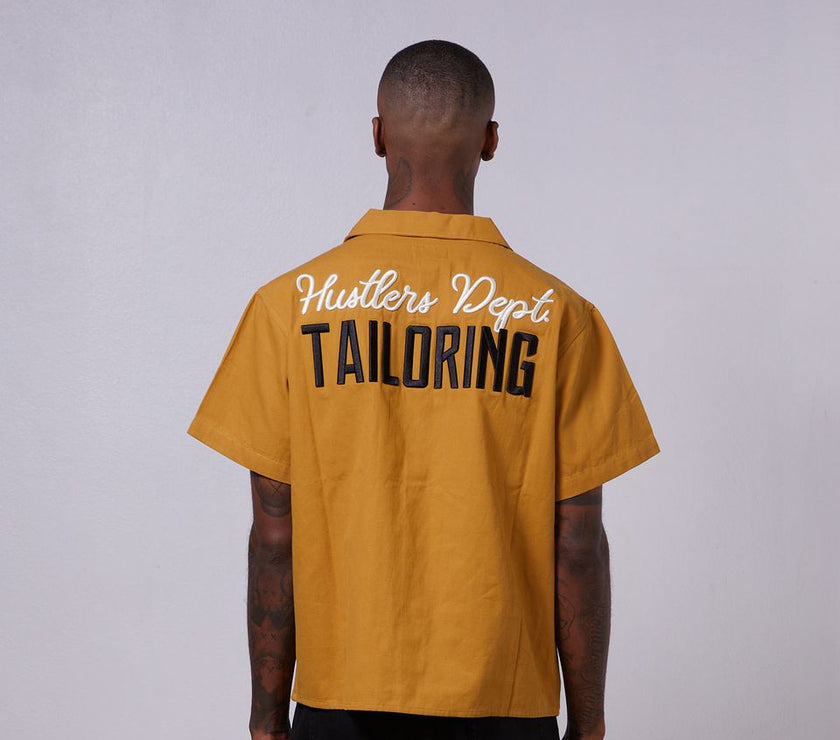 GFTD HUSTLERS WORK BUTTON UP SHIRT-YELLOW