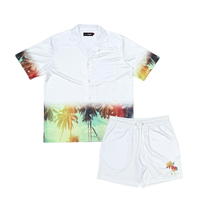Redtag Palm Trees 2 PC Short Set Men-White