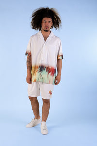 Redtag Palm Trees 2 PC Short Set Men-White
