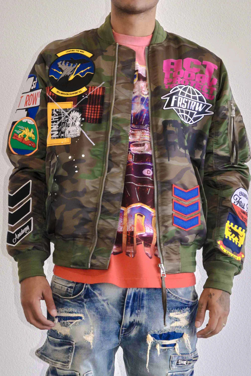 FIRST ROW ACT TODAY MULTI PATCHES MA-1 JACKET