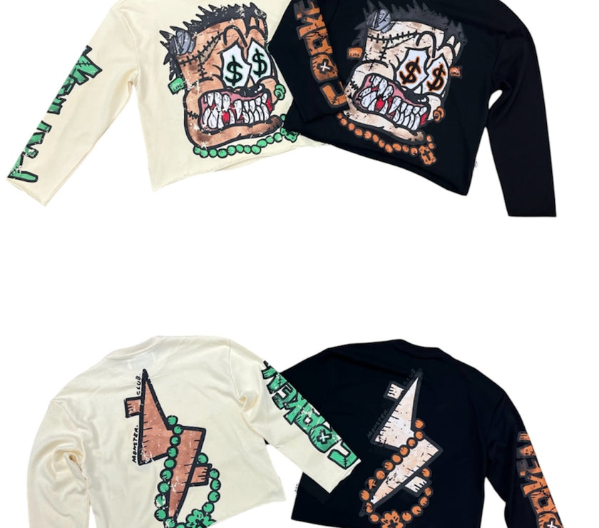 BKYS "FRANKEN" F-TERRY LONG SLEEVE CROPPED TEE