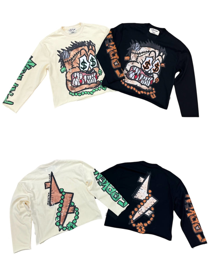 BKYS "FRANKEN" F-TERRY LONG SLEEVE CROPPED TEE