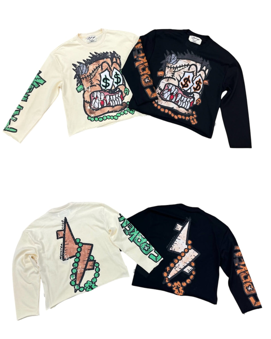 BKYS "FRANKEN" F-TERRY LONG SLEEVE CROPPED TEE