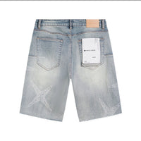 Purple Denim Shorts- Lt Blue