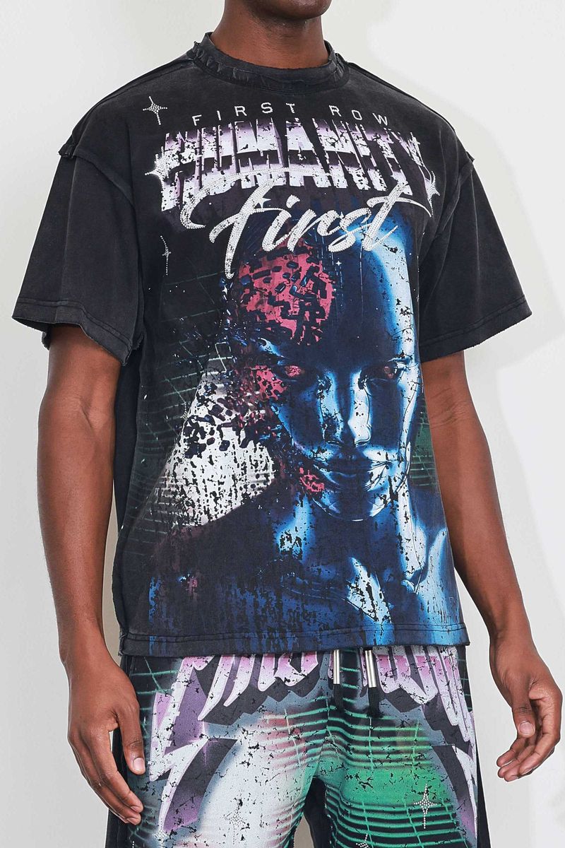 FIRST ROW WASHED HUMANITY FIRST TEE