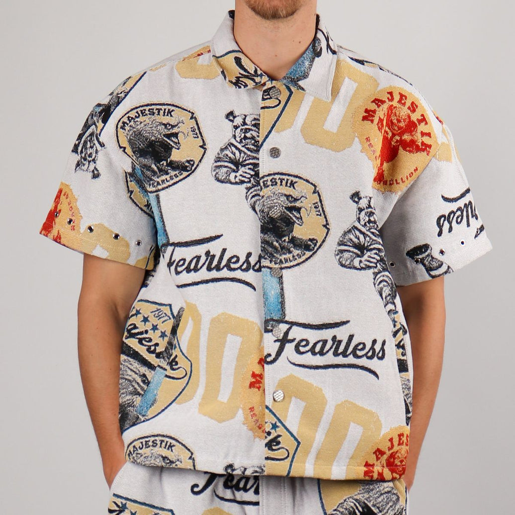 Majestik TAPESTRY STUD CROPPED SHIRTS