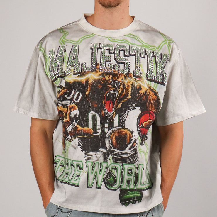 MAJESTIK GARMENT DYED STUD CROPPED TEE