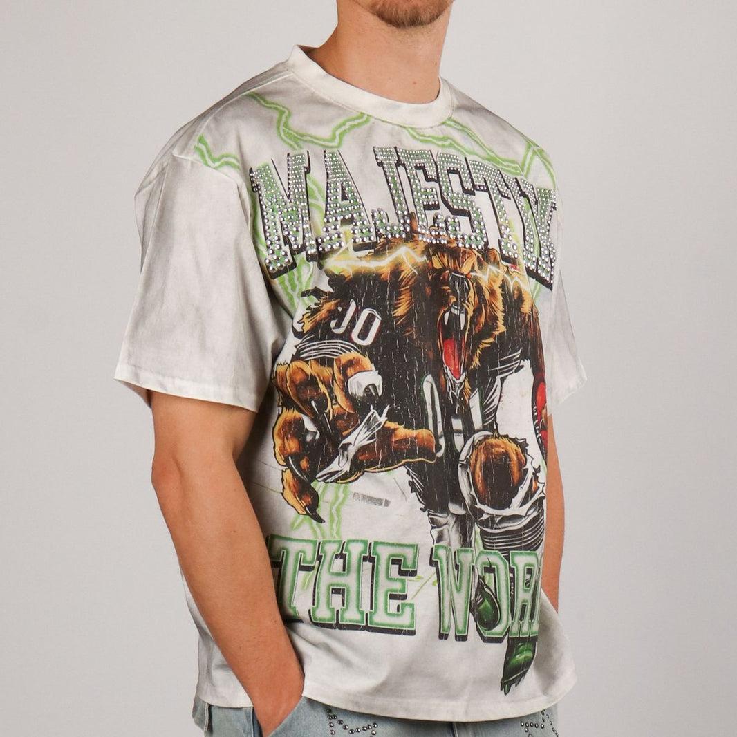 MAJESTIK GARMENT DYED STUD CROPPED TEE