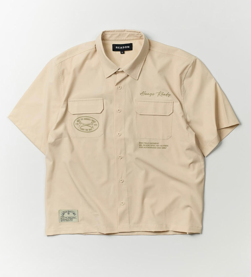 REASON Bridges Utility Stretch Tech Nylon Cargo Shorts - Cream