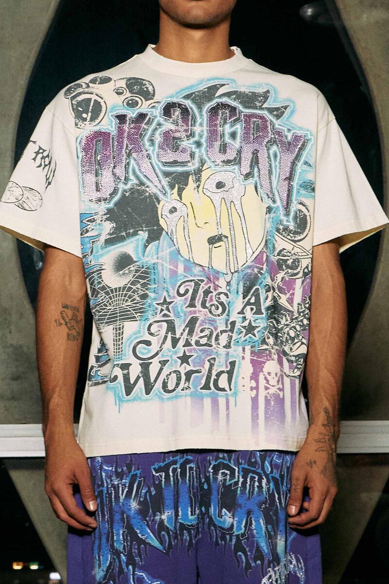 FIRST ROW IT'S MAD WORLD, OK TO CRY CHAOS TEE