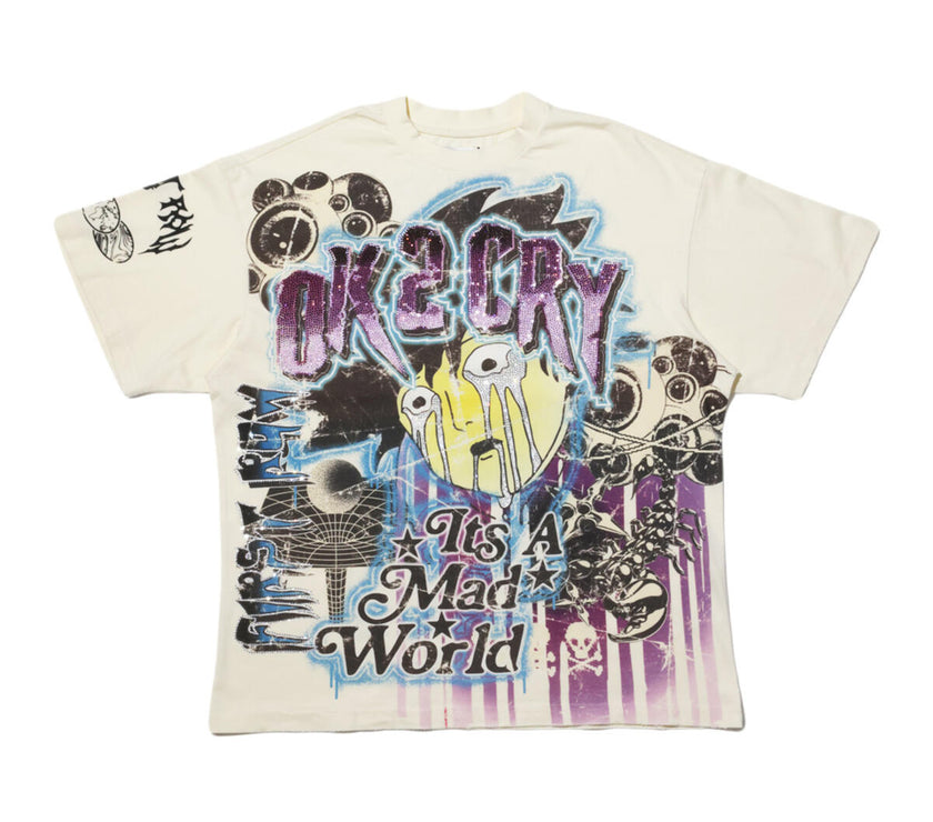 FIRST ROW IT'S MAD WORLD, OK TO CRY CHAOS TEE