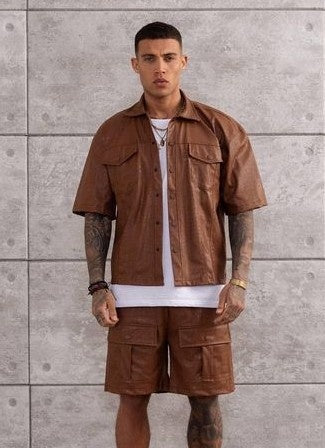 Plus Eighteen PU Leather Short Set