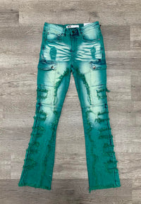 BKYS WASHED DENIM STACKED JEANS-MINT