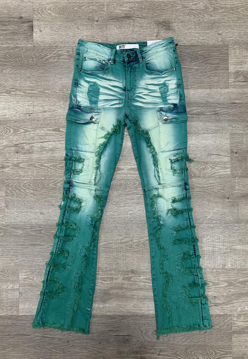 BKYS WASHED DENIM STACKED JEANS-MINT