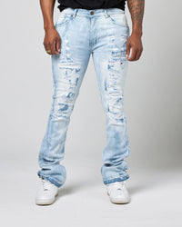 FWRD Men's Worn Down Stacked Flare Denim Jean