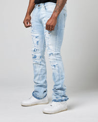 FWRD Men's Worn Down Stacked Flare Denim Jean