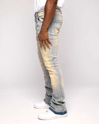 FWRD Men's Worn Down Stacked Flare Denim Jean