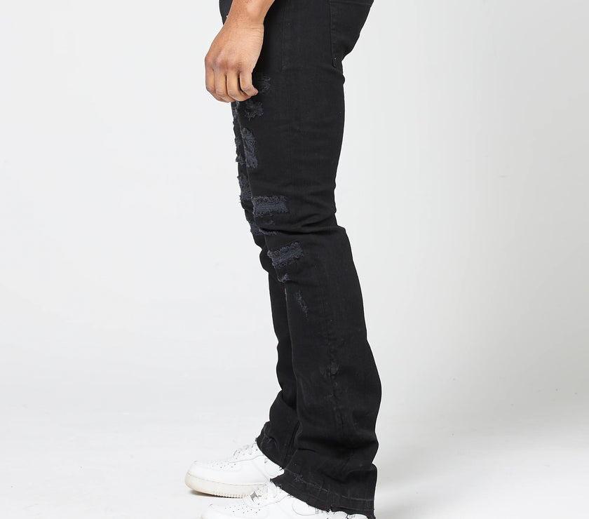 FWRD Men's Worn Down Stacked Flare Denim Jean